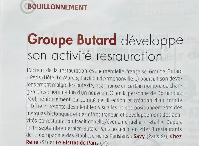 Bra Tendance Restauration Groupe Butard Paris
